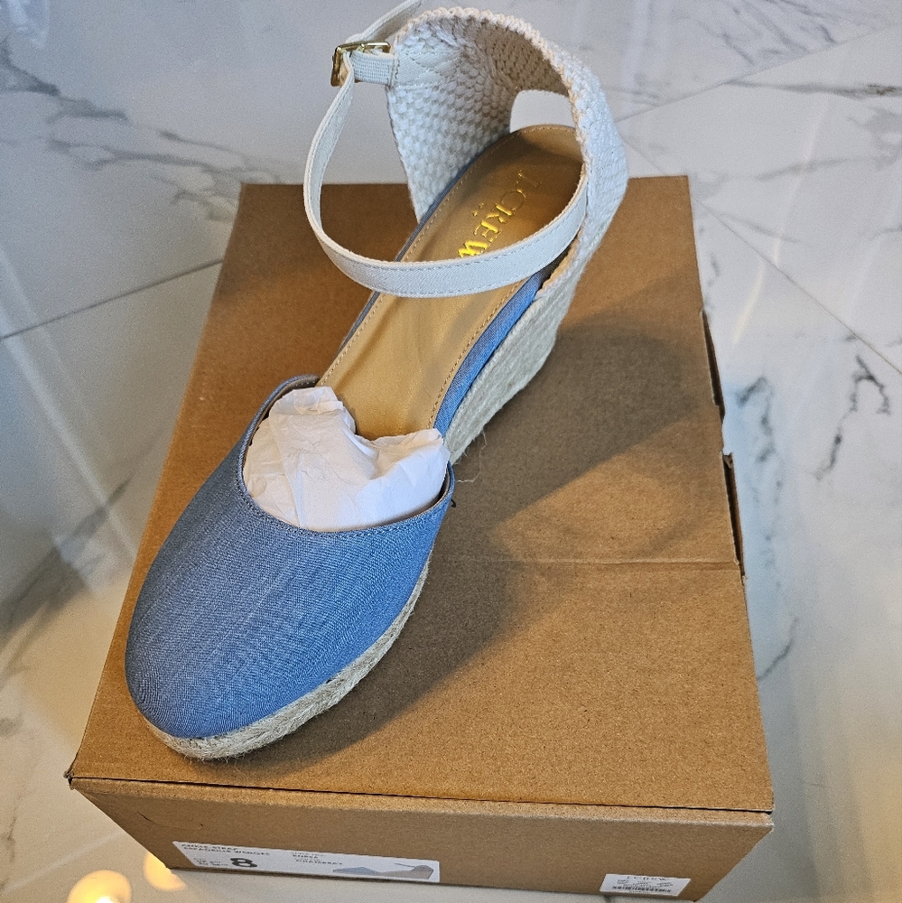 Brand New J.Crew Factory Chambray Ankle Strap Espadrille size 8